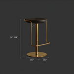 Load image into Gallery viewer, Modern Adjustable Swivel Bar Stool with Black Upholstered Seat and Gold Metal Base 1 Piece
