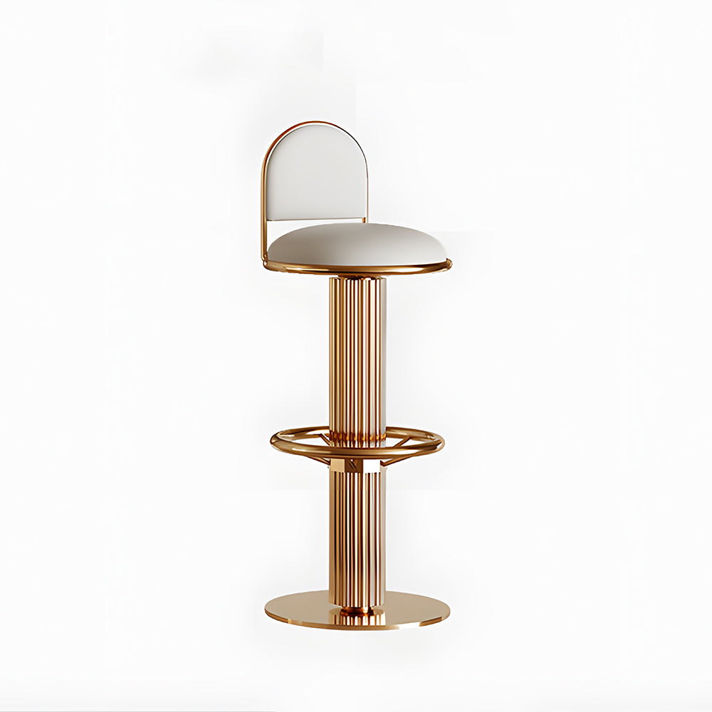 Modern Luxury Gold Swivel Bar Stool with Upholstered Seat and Fluted Pedestal Base 1 Piece