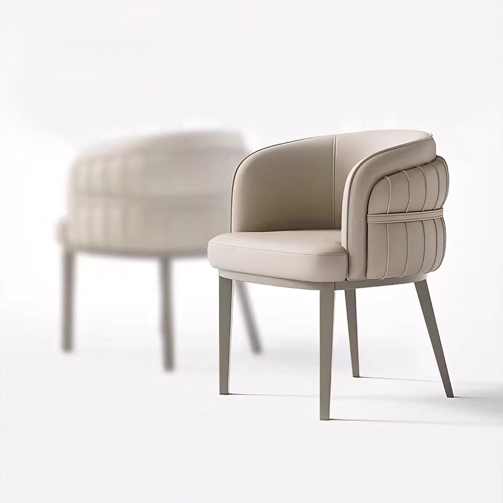 Set of 2 Modern Upholstered Dining Chair with Curved Backrest Cream Accent Chair Minimalist Dining Chair