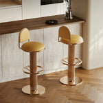 Load image into Gallery viewer, Modern Luxury Gold Swivel Bar Stool with Upholstered Seat and Fluted Pedestal Base 1 Piece
