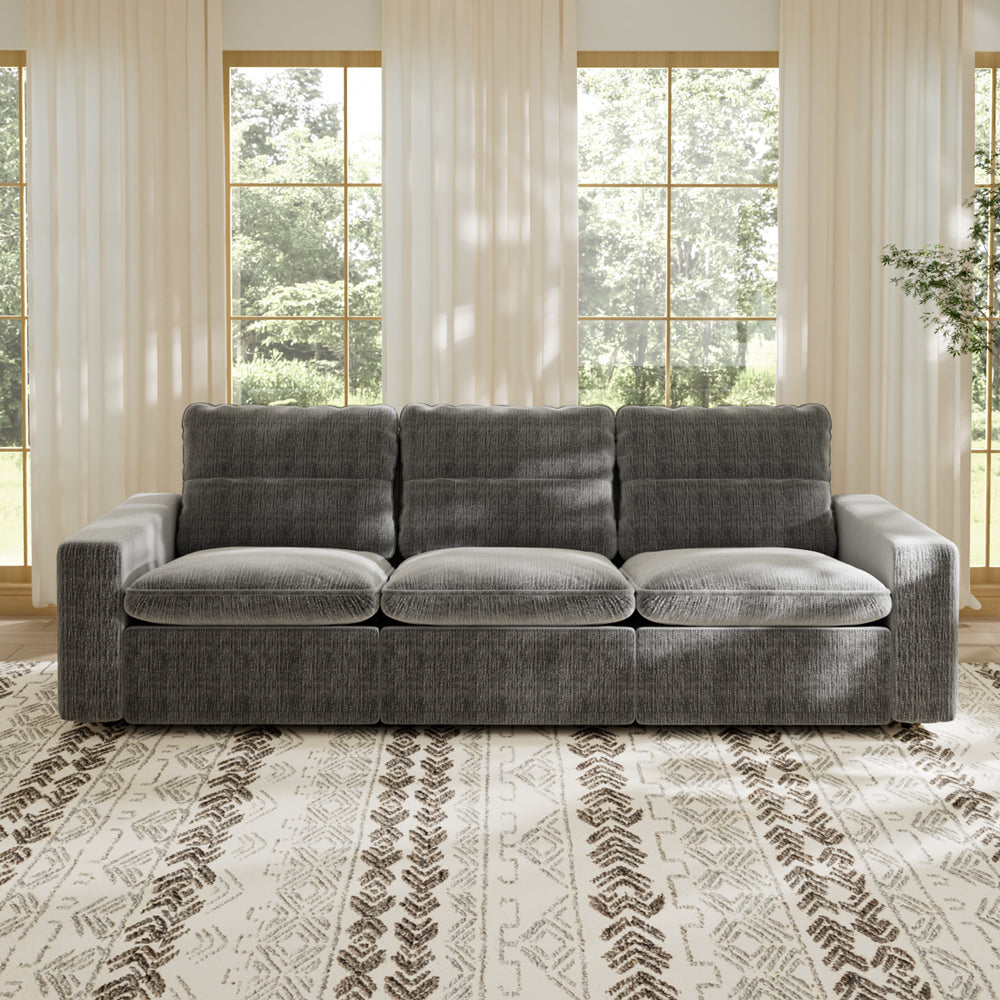 115.35'' CloudLuxe Power Reclining 3-Seat Sofa Linen Fabric Cloud Comfort