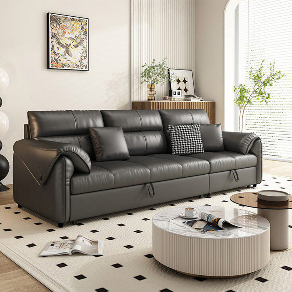 Modern Faux Leather Sofa Bed Convertible Sleeper with Pull Out Design Pet Friendly