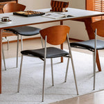 Load image into Gallery viewer, Modern Dining Chair with Stainless Steel Legs Faux Leather Upholstered Seat Ergonomic Wood Backrest for Dining Room
