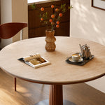 Load image into Gallery viewer, 31.49" Modern Round Meeting Table Walnut Wood Veneer Pedestal Base Compact Dining &amp; Conversation Table
