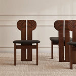 Load image into Gallery viewer, Modern Artistic Dining Chair Set of 2 Solid Wood Frame Upholstered Seat Carved Back Accent Chair
