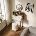Load image into Gallery viewer, Luxury White Makeup Vanity Modern Compact Table with LED Mirror
