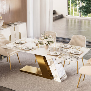 Elegant Marble Dining Room Set: Marble Dining Table + Matching Sideboard