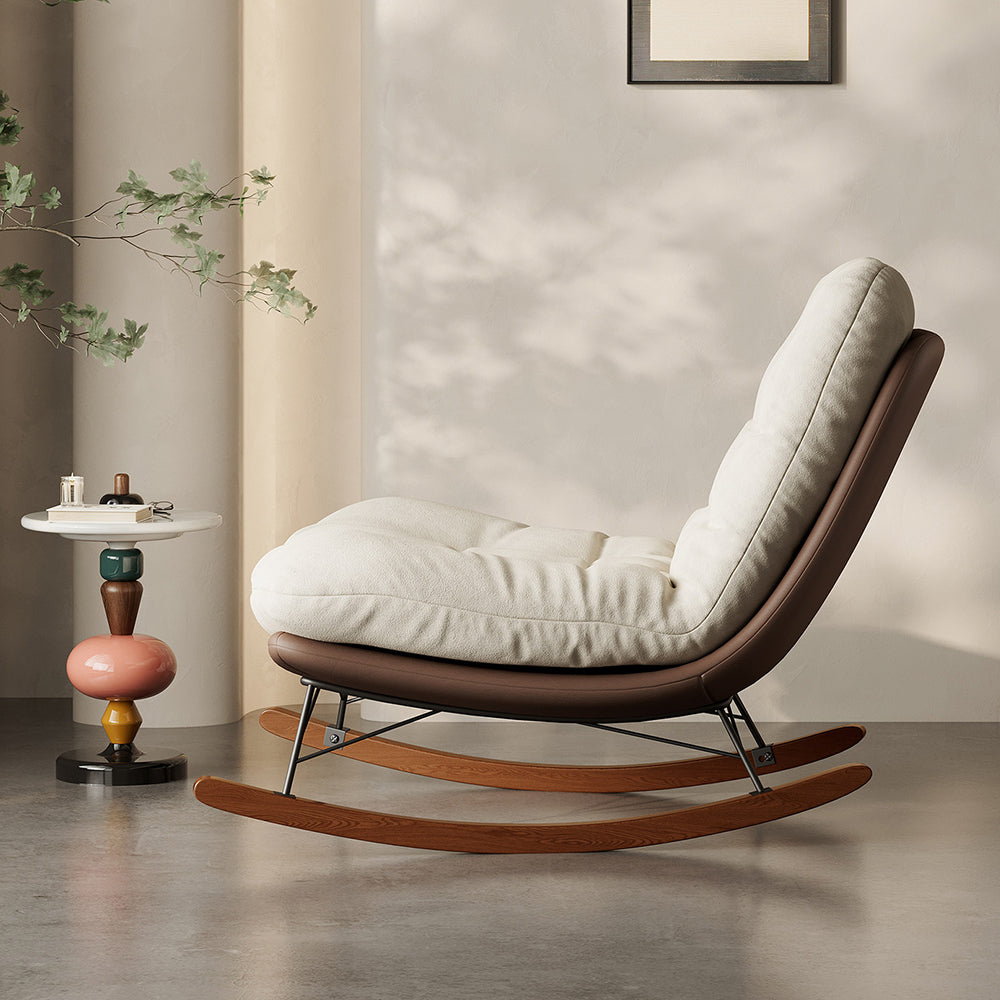Modern Rocking Lounge Chair with Oversized Cushion Upholstered Accent Chair