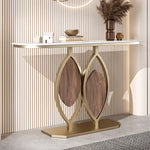 Load image into Gallery viewer, Modern Sintered Stone Entryway Console Table with Gold Metal Artistic Base
