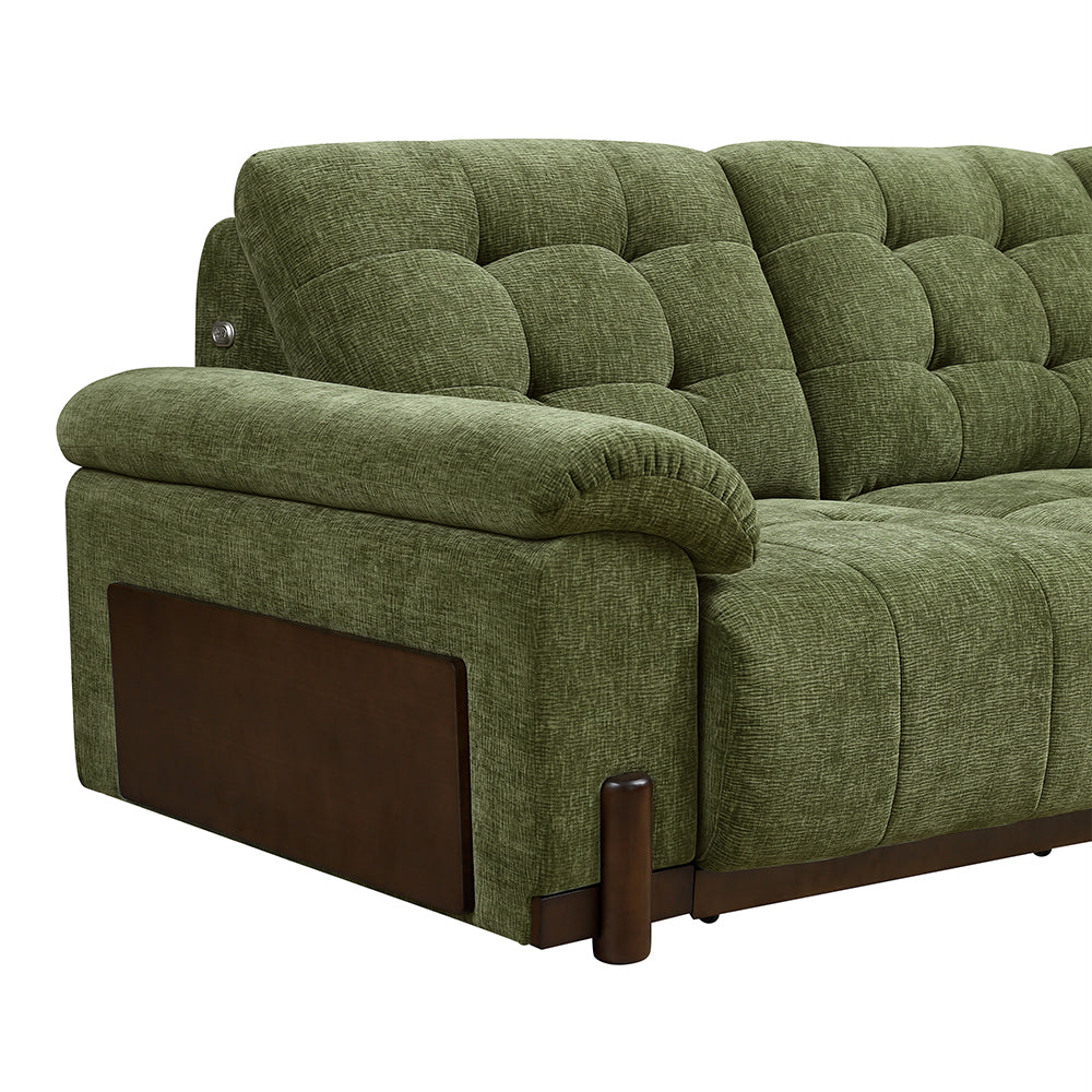 126.7'' Modern Power Reclining Fabric Sofa Remote Control Adjustable Deep Seat Lounge Couch