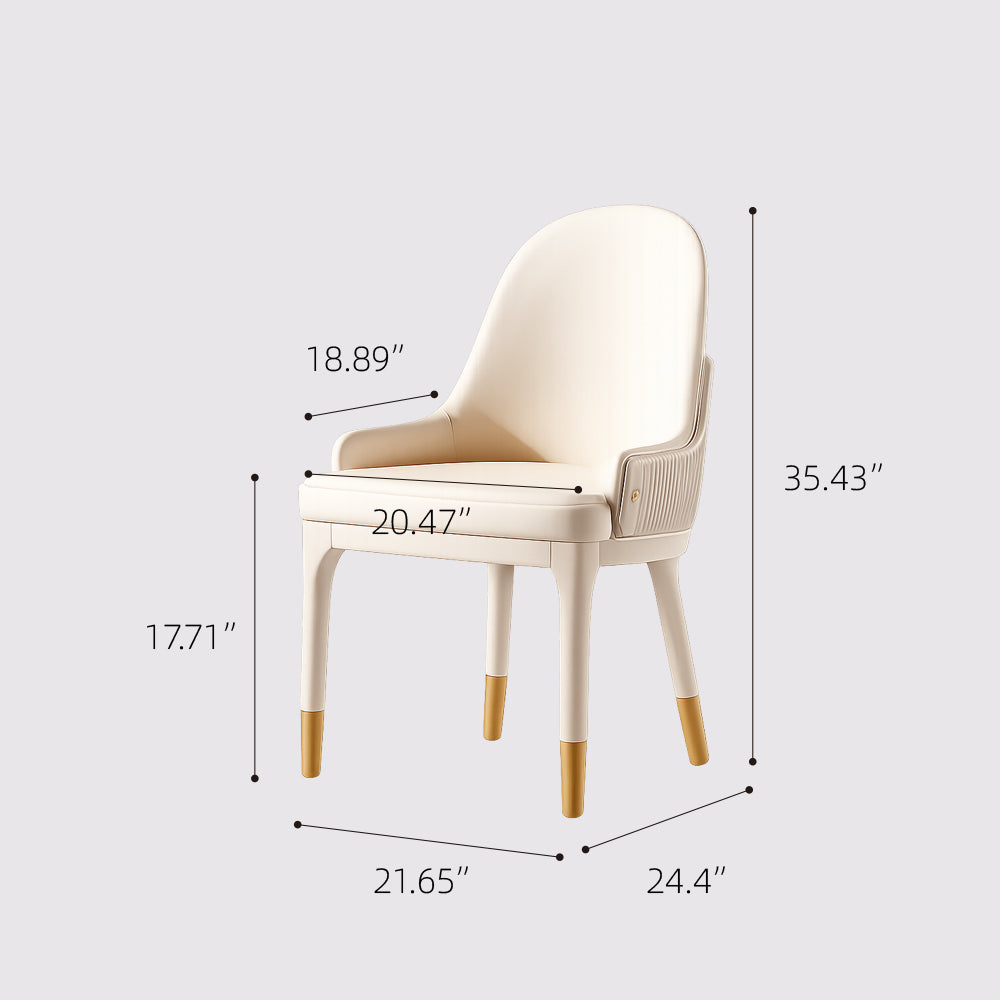 Modern Upholstered Dining Chair Set of 2 with Gold-Tipped Legs and Curved Armrests