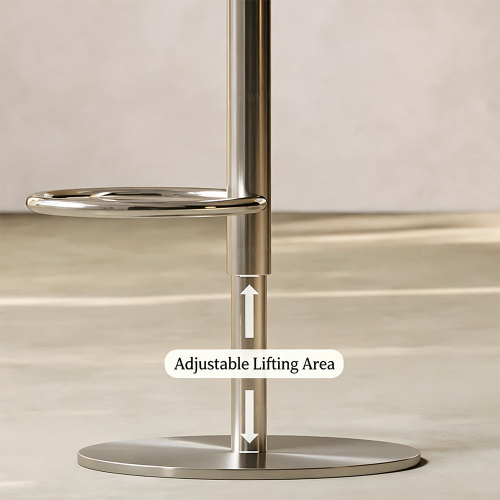 1 Piece Modern Boucle Adjustable Bar Stool with Sculptural Backrest and Stainless Steel Base