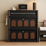 Load image into Gallery viewer, Extendable Shoe Cabinet Black &amp; Walnut Modern Storage Organizer
