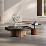 Load image into Gallery viewer, Modern Round Coffee Table Set with Sculptural Base &amp; Glass Accent Side Table Luxury Contemporary Living Room Furniture
