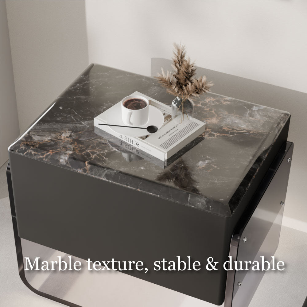 Sleek Smart Nightstand with Acrylic Base and Motion Sensor LED Lighting