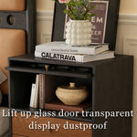 Load image into Gallery viewer, Modern Walnut Nightstand with Mirrored Drawer Mid Century Bedside Table
