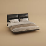 Load image into Gallery viewer, Contemporary Floating Platform Bed with LED Ambient Lighting &amp; Upholstered Headboard
