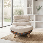Load image into Gallery viewer, Modern Sculptural Lounge Chair with Plush Cushion and Solid Wood Legs
