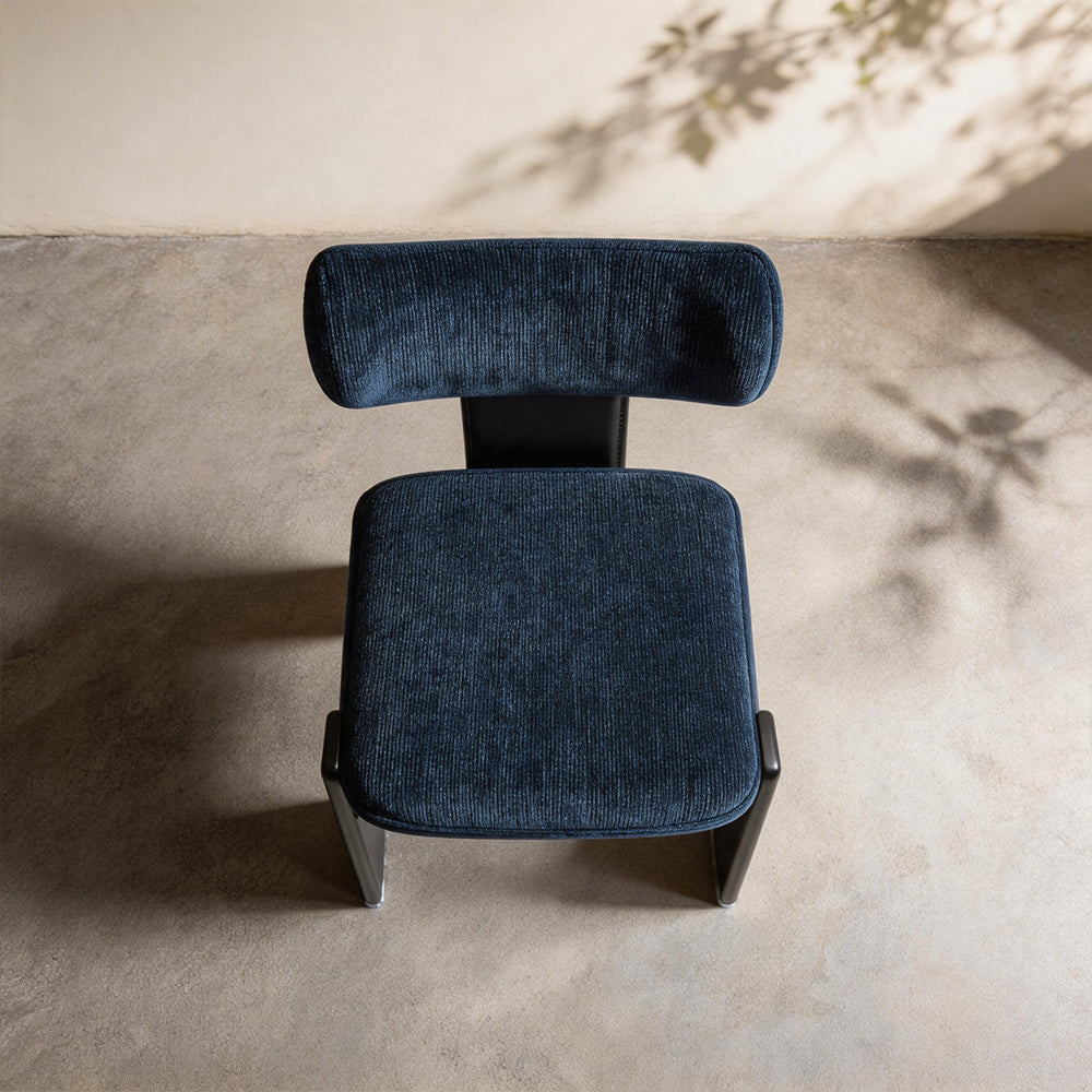 Modern Blue Upholstered Dining Chair with Black Metal Frame 1 Piece
