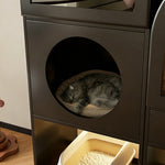 Load image into Gallery viewer, Modern Arched Pet Storage Cabinet Cat House Feeding Station Multi Functional Storage Unit
