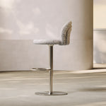 Load image into Gallery viewer, 1 Piece Modern Boucle Adjustable Bar Stool with Sculptural Backrest and Stainless Steel Base
