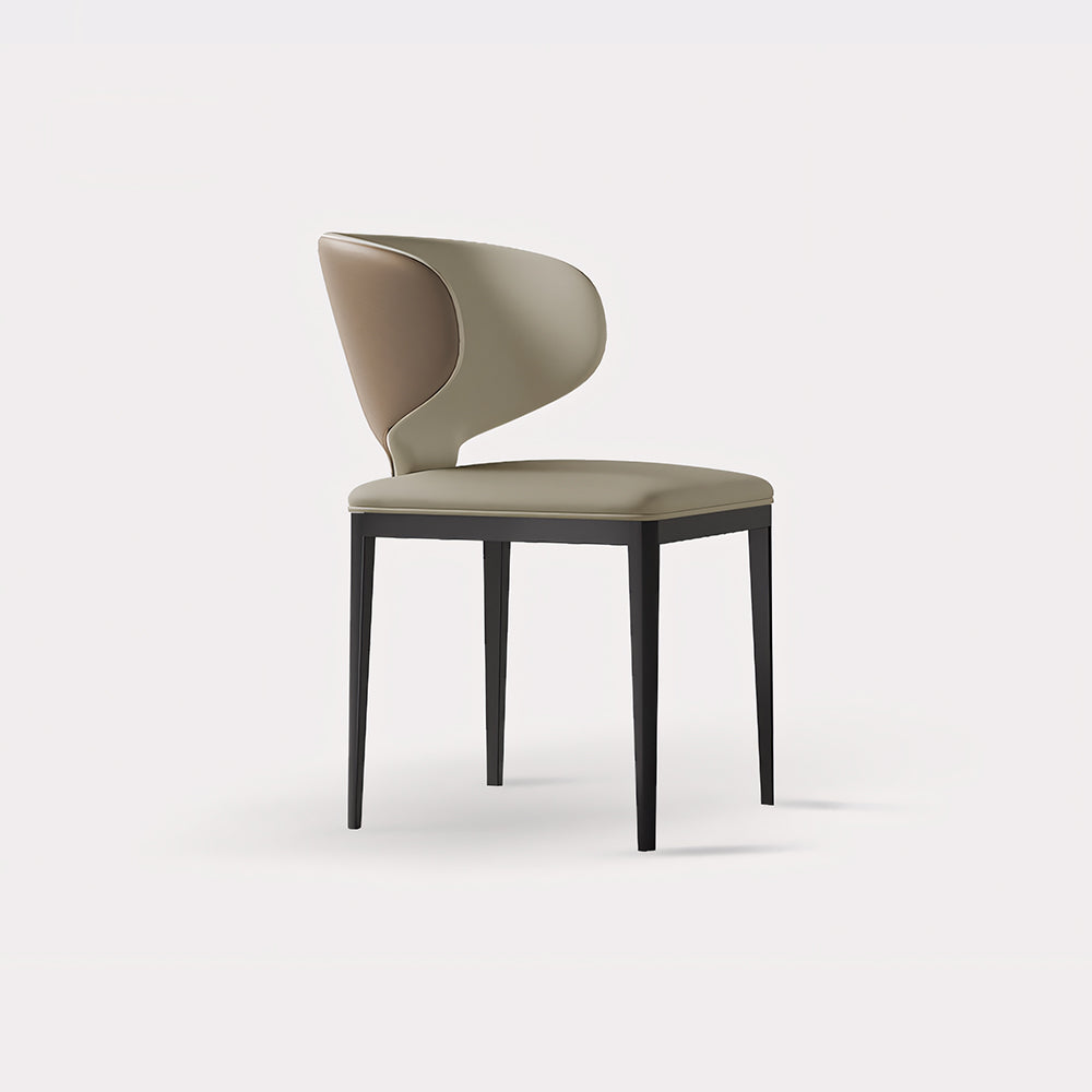Modern Upholstered Dining Chair with Sculptural Curved Backrest 1 Piece