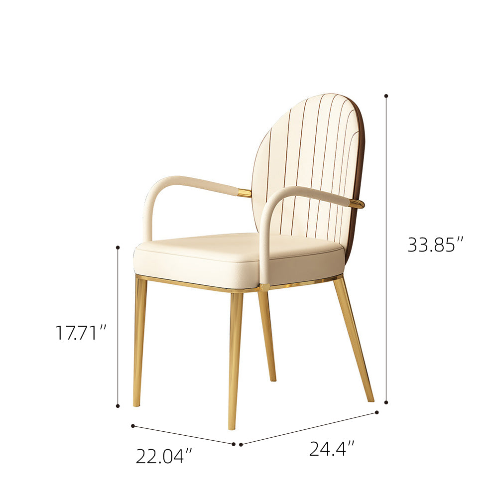 2 PCS Elegant Channel Stitch Gold Frame High End Accent Dining Chair