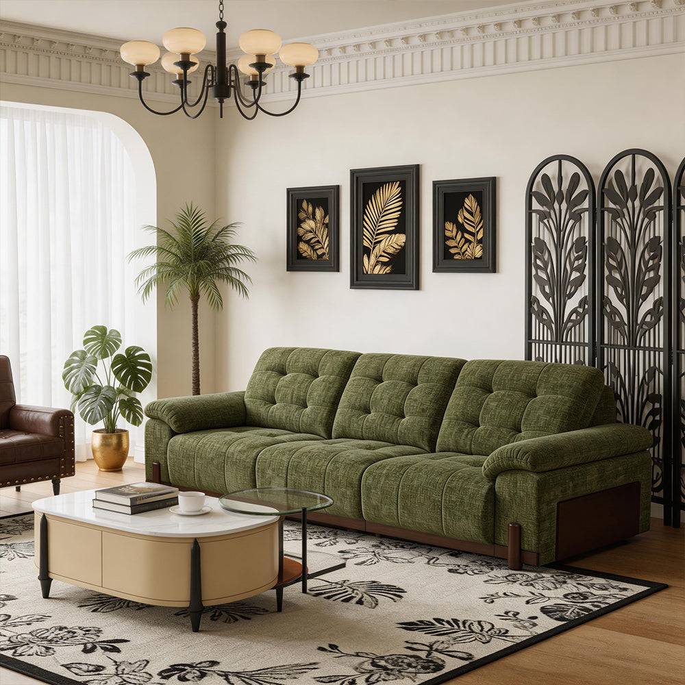 126.7'' Modern Power Reclining Fabric Sofa Remote Control Adjustable Deep Seat Lounge Couch