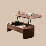 Load image into Gallery viewer, 46.8'' Oval Lift Top Coffee Table Medium Size Wooden Finish Hidden Storage Elegant Design
