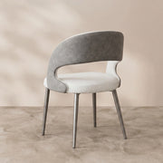 Modern Cream Dining Chair with Curved Open Back and Metal Legs 1 Piece