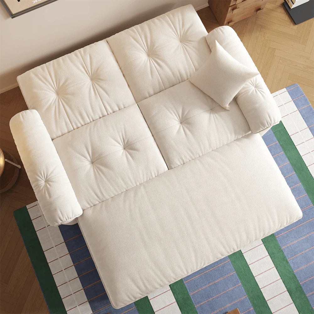Modern Convertible Sofa Bed Tufted Fabric Sleeper Sofa Space Saving Pull Out Couch  Description
