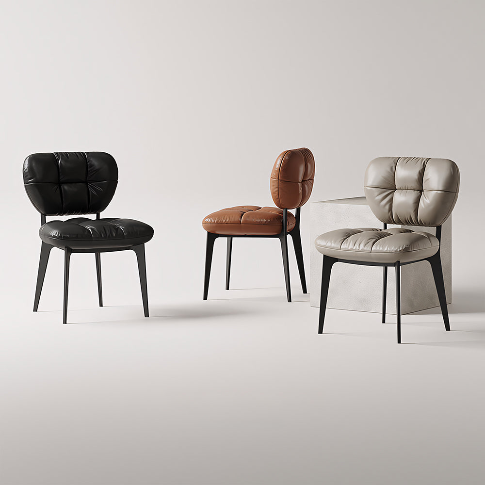 Modern Upholstered Dining Chair with Cushioned Tufted Backrest 2 Piece