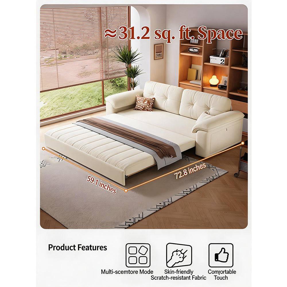 77.9'' Modern Velvet Storage Sofa Bed Pull Out Sleeper Couch with Hidden Storage Drawers Upholstered Convertible Sofa