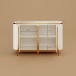 Load image into Gallery viewer, 58.5" Elegant and Modern White and Gold Sideboard Cabinet with Ample Storage
