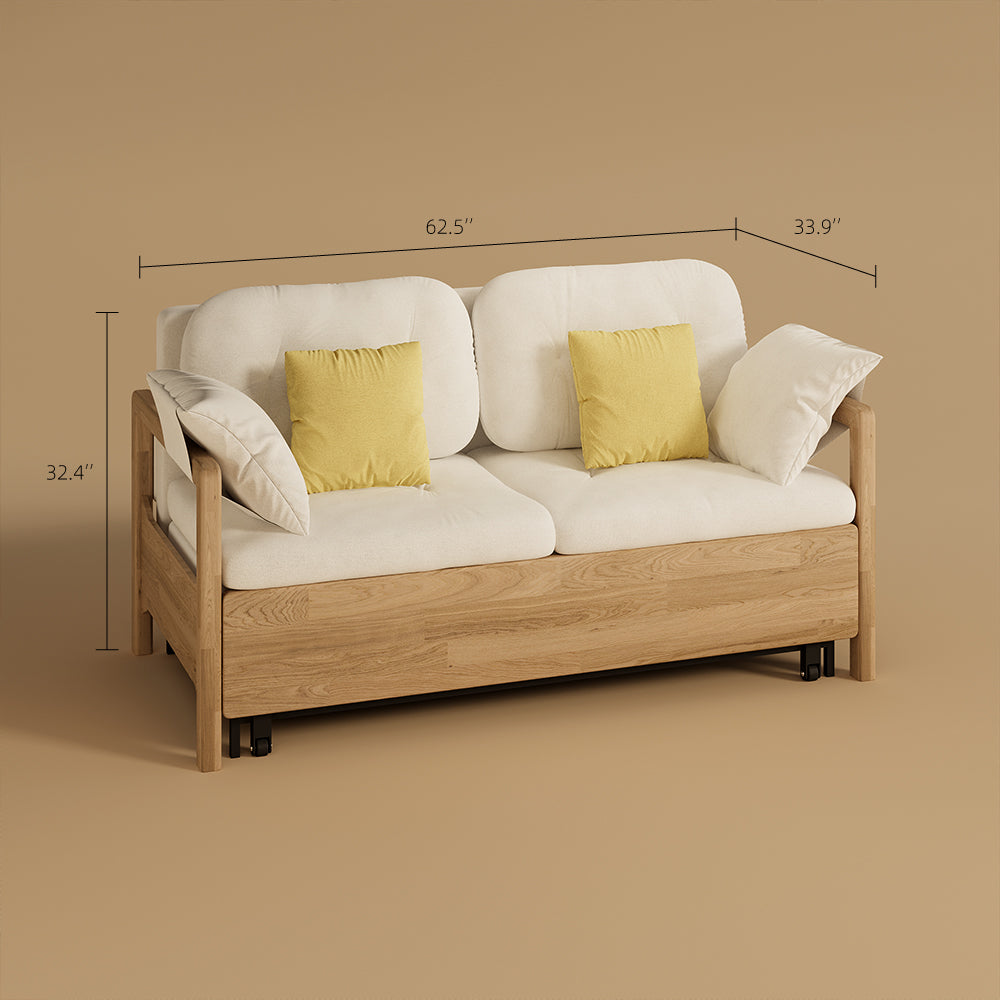 Sofa Bed with Storage Space Convertible Design Solid Wood Sponge Fabric