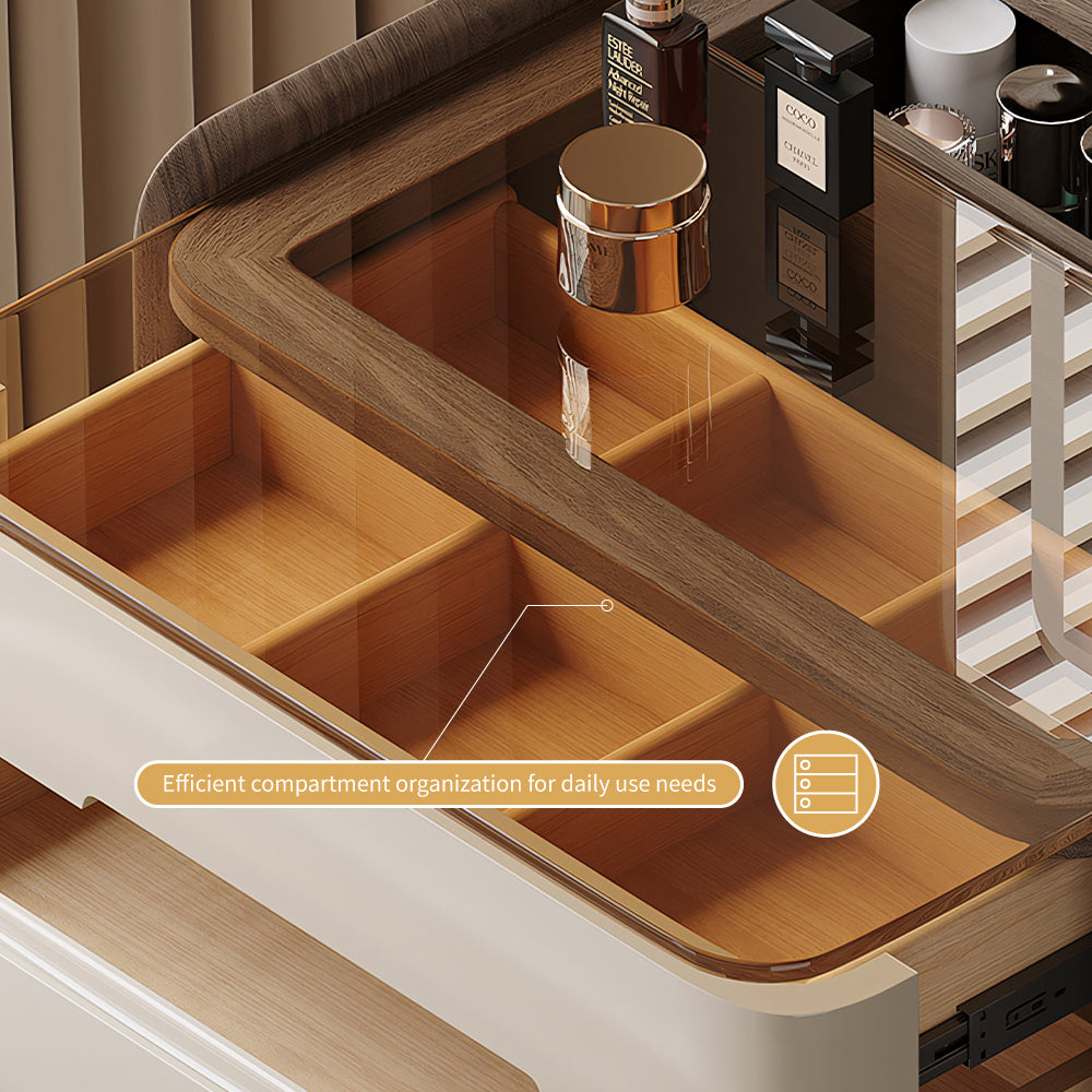 Functional Makeup Vanity Built-in Mirror Ample Storage Space-Saving Design