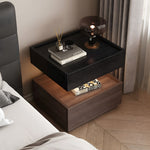 Load image into Gallery viewer, Modern Two Tier Bedside Table with Drawer Tray Top Nightstand Wood Storage Bedside Cabinet
