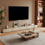 Load image into Gallery viewer, Modern Faux Marble Coffee Table Geometric Layered Center Table Contemporary Living Room Tea Table
