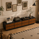 Load image into Gallery viewer, 86.6'' Modern Walnut Low Profile TV Stand with Drawers Mid Century Media Console
