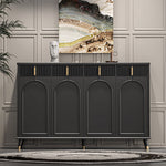 Load image into Gallery viewer, 55.1" Modern Luxury Shoe Cabinet with Arched Panel Doors &amp; Gold Accents Elegant Entryway Storage Sideboard
