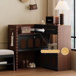 Load image into Gallery viewer, Extendable Shoe Cabinet Black &amp; Walnut Modern Storage Organizer
