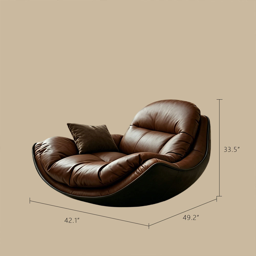 Modern Oversized Faux Leather Lounge Chair Deep Seat Lazy Sofa Accent Chair