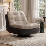 Load image into Gallery viewer, Modern Swivel Lounge Chair Upholstered Cushion Faux Leather Base Tufted Accent Chair Low Profile Design

