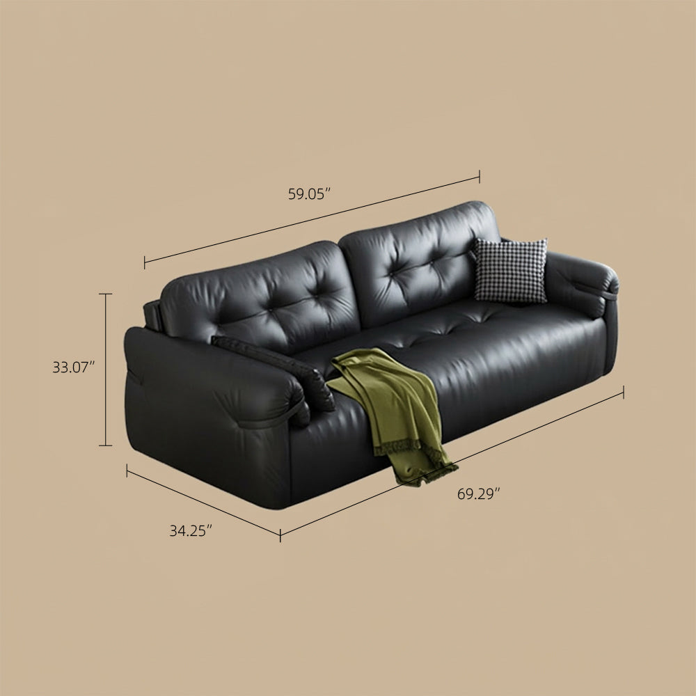 Modern Faux Leather Sofa Bed Convertible Sleeper Sofa Minimalist Folding Couch for Living Room