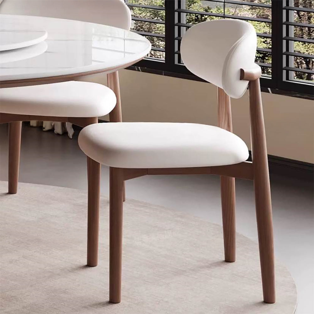 Round Dining Table Wooden Base and Ceramic Stone Top Modern Aesthetic