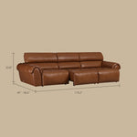 Load image into Gallery viewer, 119.2'' Modern Genuine Leather Power Reclining Sofa Remote Control Adjustable Seats Brown Leather Couch
