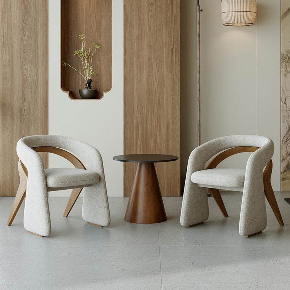 Modern Sculptural Accent Chair Upholstered Fabric with Solid Wood Frame Curved Artistic Design 1 Piece