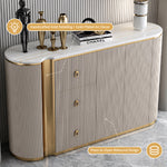 Load image into Gallery viewer, 58.5'' Modern Luxe Sideboard with 3 Drawers Khaki &amp; Gold Elegance
