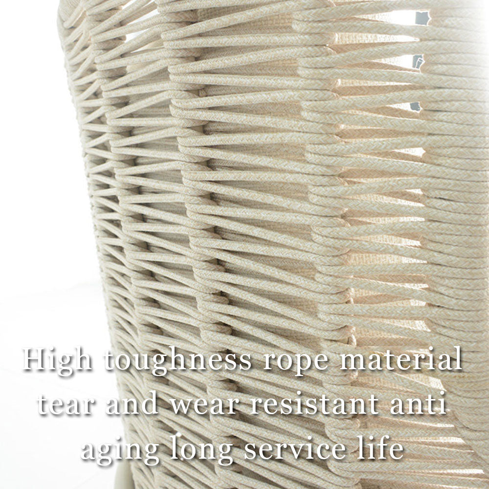 Modern Outdoor Lounge Chair with Woven Rope Frame and Weather Resistant Cushions