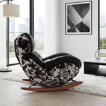 Load image into Gallery viewer, Rocking Lounge Chair with Black Cushions and Abstract Patterned Shell
